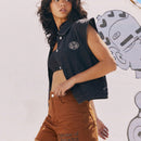GAWX Shorts en mezclilla con estampado de letra