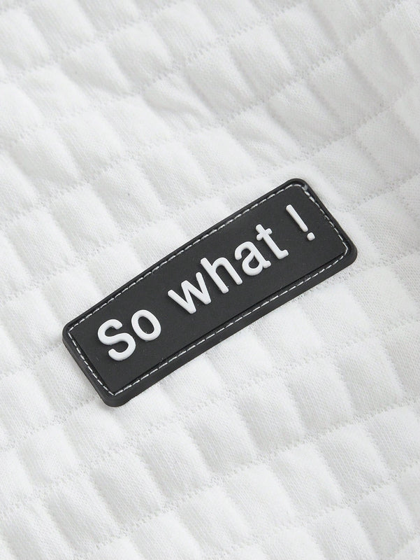 Ezwear capucha crop con slogan con parche con cordon delantero de hombros caidos