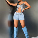 ICON Shorts en mezclilla con cinturon con hebilla