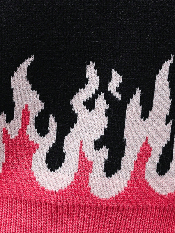 ICON Chaleco de punto crop con patron de fuego