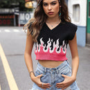 ICON Chaleco de punto crop con patron de fuego
