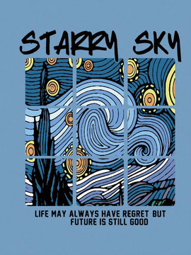 Ezwear sudadera con capucha con cordon, forro termico, diseno grafico de eslogan: "la vida del cielo estrellado puede tener siempre arrepentimiento, pero el futuro todavia es bueno"