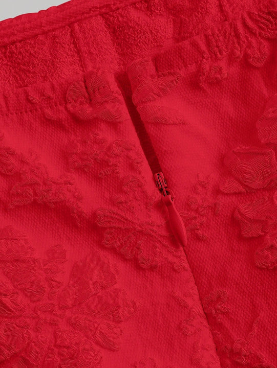 Mod vestido floral jacquard de cuello cuadrado de manga farol