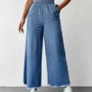 Cottnline pantalones palazzo de tiro alto, sueltos y con bolsillo, de 100% algodon, para primavera y verano