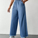 Cottnline pantalones palazzo de tiro alto, sueltos y con bolsillo, de 100% algodon, para primavera y verano
