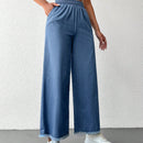 Cottnline pantalones palazzo de tiro alto, sueltos y con bolsillo, de 100% algodon, para primavera y verano
