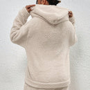 Frenchy sudadera con capucha de forro polar de peluche de unicolor informal para mujer para otono/invierno