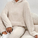 Frenchy sudadera con capucha de forro polar de peluche de unicolor informal para mujer para otono/invierno