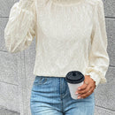 Frenchy Blusa ribete fruncido de manga farol