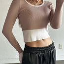 DAZY Jersey crop de dos tonos