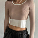 DAZY Jersey crop de dos tonos