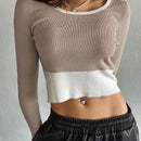 DAZY Jersey crop de dos tonos