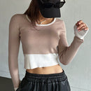 DAZY Jersey crop de dos tonos