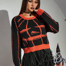 PUNK Jersey con estampado de Halloween patron de hombros caidos