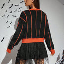 PUNK Jersey con estampado de Halloween patron de hombros caidos