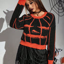 PUNK Jersey con estampado de Halloween patron de hombros caidos