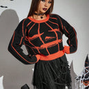PUNK Jersey con estampado de Halloween patron de hombros caidos
