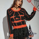 PUNK Jersey con estampado de Halloween patron de hombros caidos