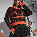 PUNK Jersey con estampado de Halloween patron de hombros caidos