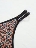 Set de lenceria con estampado de leopardo con abertura unido en contraste