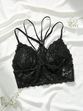 Lenceria Floral Con Encaje Y Tirantes Estilo Arnes
