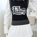 EZwear 1 pieza Chaleco de punto con patron de letra