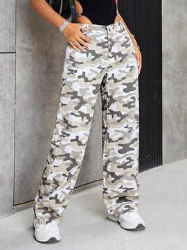 ICON Jeans de pierna recta con estampado de camuflaje