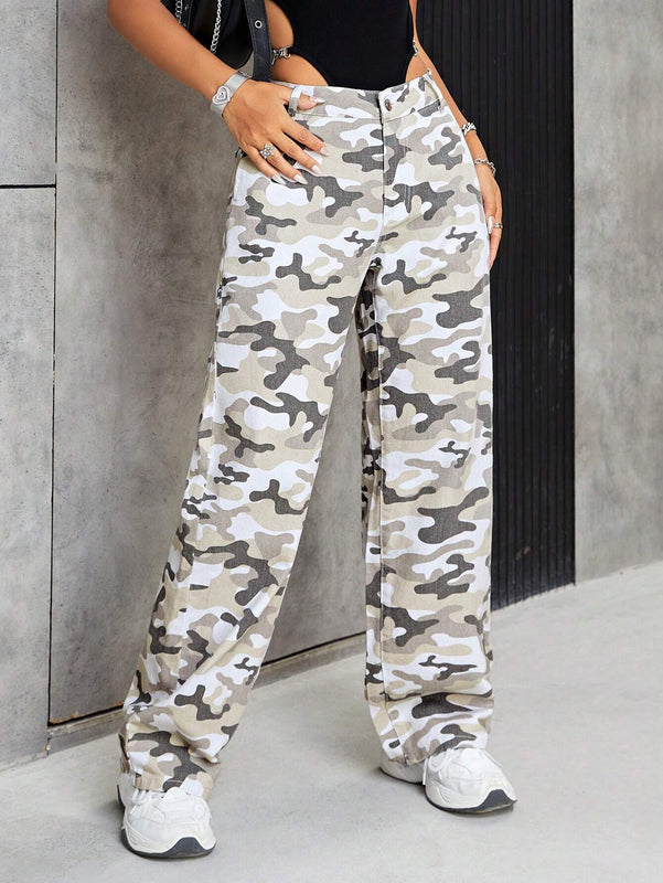 ICON Jeans de pierna recta con estampado de camuflaje