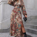 VCAY Vestido con estampado de paisley de manga farol