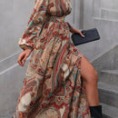 VCAY Vestido con estampado de paisley de manga farol