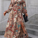 VCAY Vestido con estampado de paisley de manga farol