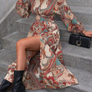 VCAY Vestido con estampado de paisley de manga farol