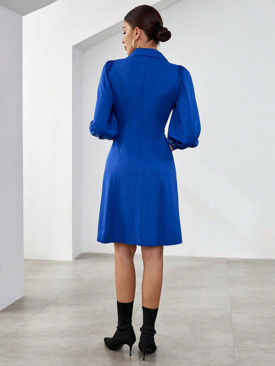 Prive Gabardina de cuello con solapa de manga farol de doble botonadura