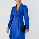 Prive Gabardina de cuello con solapa de manga farol de doble botonadura