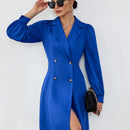 Prive Gabardina de cuello con solapa de manga farol de doble botonadura
