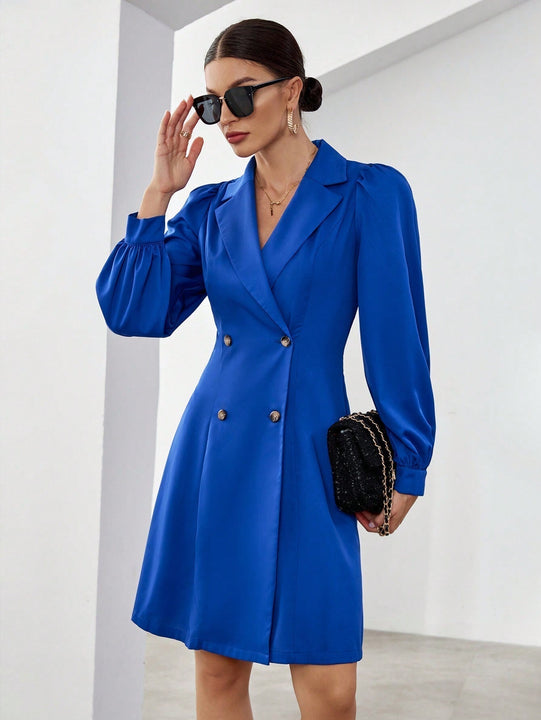 Prive Gabardina de cuello con solapa de manga farol de doble botonadura