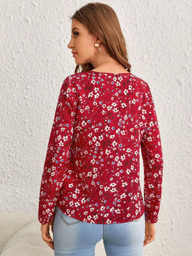 Clasi Blusa con estampado floral de cuello de muesca