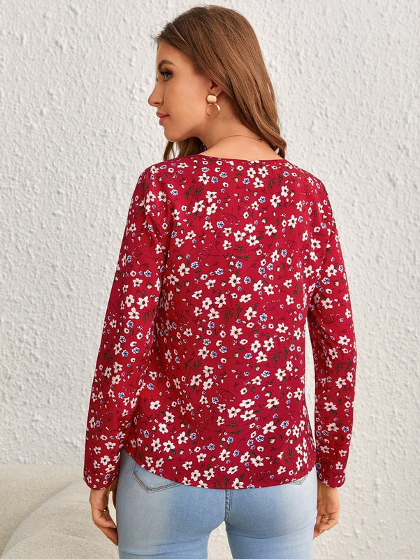 Clasi Blusa con estampado floral de cuello de muesca
