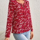Clasi Blusa con estampado floral de cuello de muesca