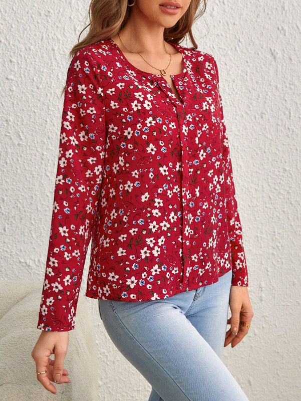 Clasi Blusa con estampado floral de cuello de muesca