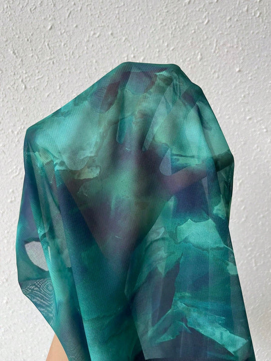 VCAY Vestido con estampado floral de cuello profundo de manga farol de muslo con abertura