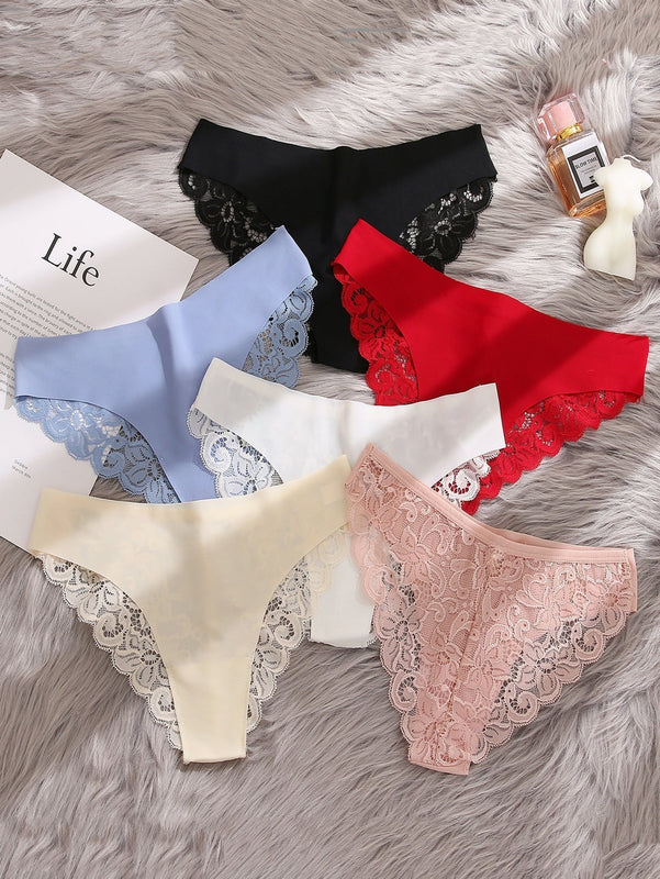 6 piezas/set Ropa interior con encaje de mujeres