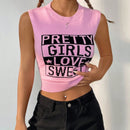 EZwear Chaleco de punto crop con patron de letra