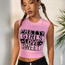 EZwear Chaleco de punto crop con patron de letra