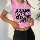 EZwear Chaleco de punto crop con patron de letra