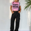 EZwear Chaleco de punto crop con patron de letra
