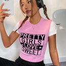 EZwear Chaleco de punto crop con patron de letra