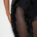 SXY Pantalones ribete lanudo de malla