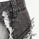 Haute Shorts Asimetricos De Mezclilla Con Borde Deshilachado