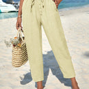 Pantalones de cintura con cordon con bolsillo oblicuo